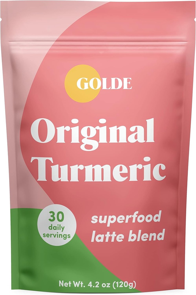 GOLDE - Superfood Latte Blend - Original gurkemeje - Plant- baseret w / kokos, & Ginger - Vegan, Keto, Sugar- Free - 30 Servere