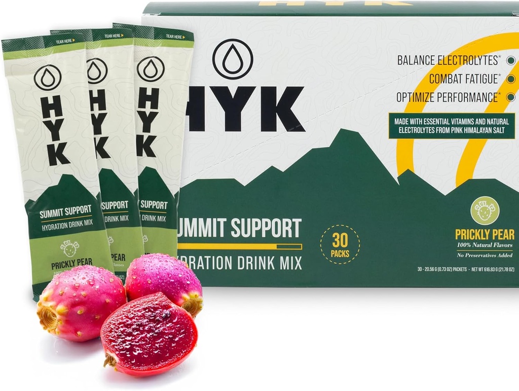 HYK Electrolyte Drink Mix 124; Science- Backed Endurance Brændstof til løbere, Ultra & Trail Atleter Bud124; Energi, Focus, Hydration + Inddrivelse Alt i One Stick Pack 124; Prickly Pære Flavor, 30 Greve