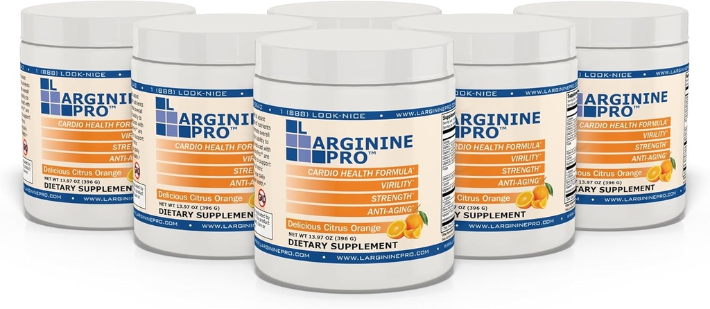 L-ARGININE PRO | 5,500mg L-Arginine Plus L-Citrulline 1,100mg Orange Powder Drink Mix Supplement for Increased Nitric Oxide Production