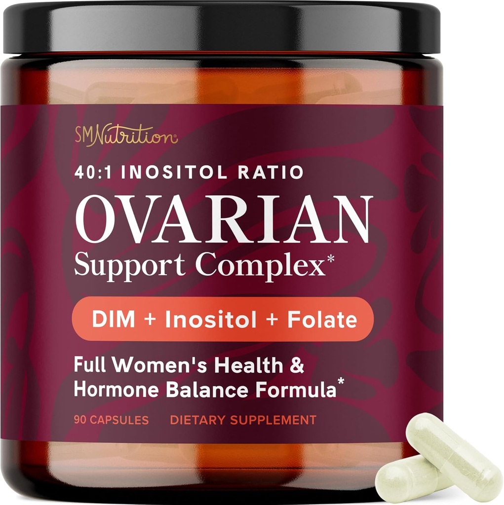 Ovarie Support for Hormone Balance for Women against 124; Sund ovulation, menstruationscyklus & reproduktiv helbredssupport. 124; DIM tillæg med Myo-Inositol & D- Chiro Inositol & Folate Complex 124; 30 Day Supply