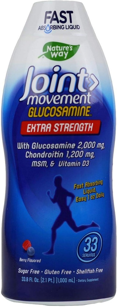 Nature 's Way Extra Strength Joint Movement Glucosamine Natural Berry Flavor 33,8 fl oz ea (2- Pack)