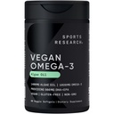 Sportsforskning Vegan Omega-3 Fish Oil Alternative fra Algae Oil - Højeste niveauer af Vegan DHA & EPA Fedtsyre- 124; Non- GMO Testet - 60 Veggie Softgels (Carrageenan Free)