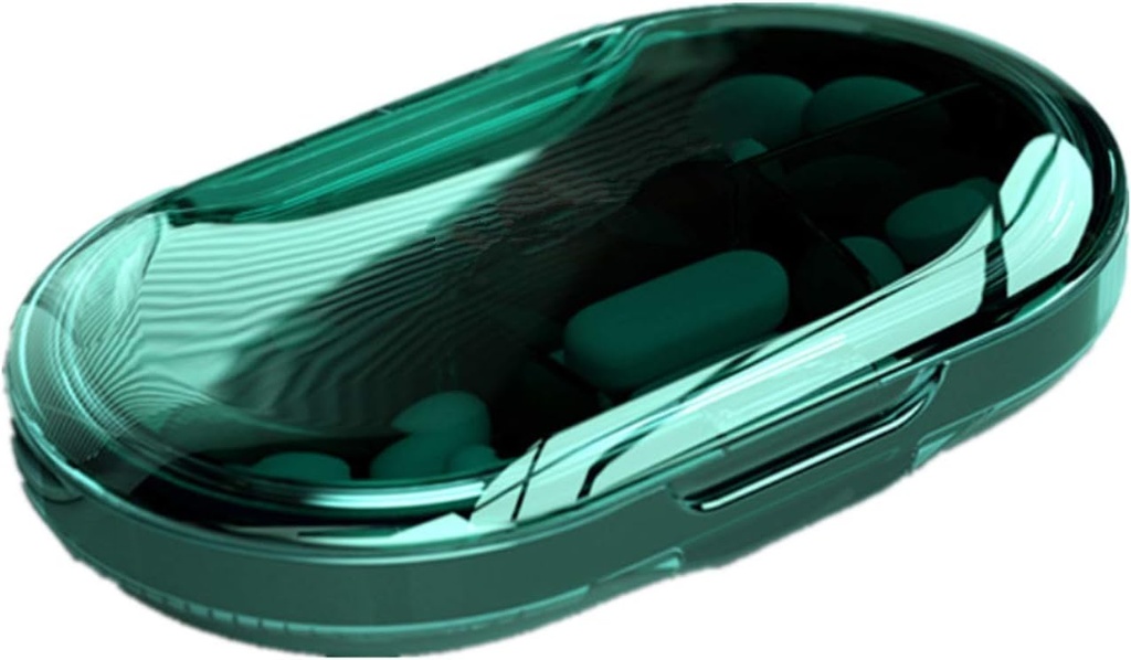 Pill Organizer, Bærbar Pill Box Daily Pill Case Dispenser for Medicine Vitamin Supplement Fish Oil for Purse Pocket Travel Home, BPA Free Tritan Materiale (grøn)