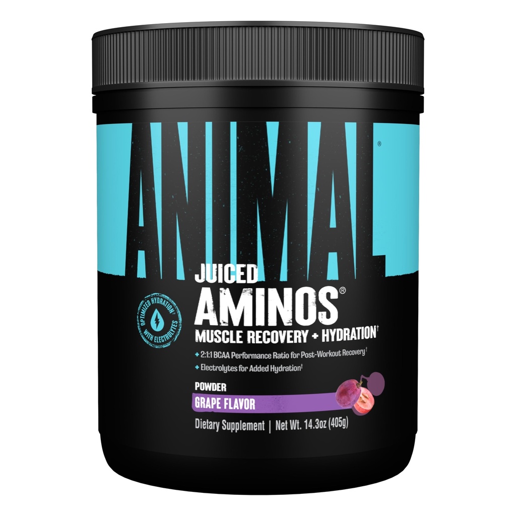 Animal Juiced Aminosyrer - BCAA Powder EAA Matrix Plus hydrering med elektrolytter og Sea Salt Anytime Inddrivelse og forbedret ydeevne, Grape Flavor, 30 Servering