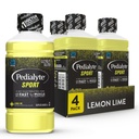 Pedialyte Sport Electrolyte Drink, Hurtig hydrering med 5 Key Electrolytes for Muscle Support Før, under og efter træning, Lemon Lime, 1 Liter, pakke med 4