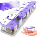 Ekstra Stor Ugentlig Pill Organizer - XL Vitamin Holder med 7 Detachable AM PM Compartments - Portable Medicine Dispenser til Hjem og Rejser, Big Supplement Container til Ugentlig eller daglig brug, Lilla