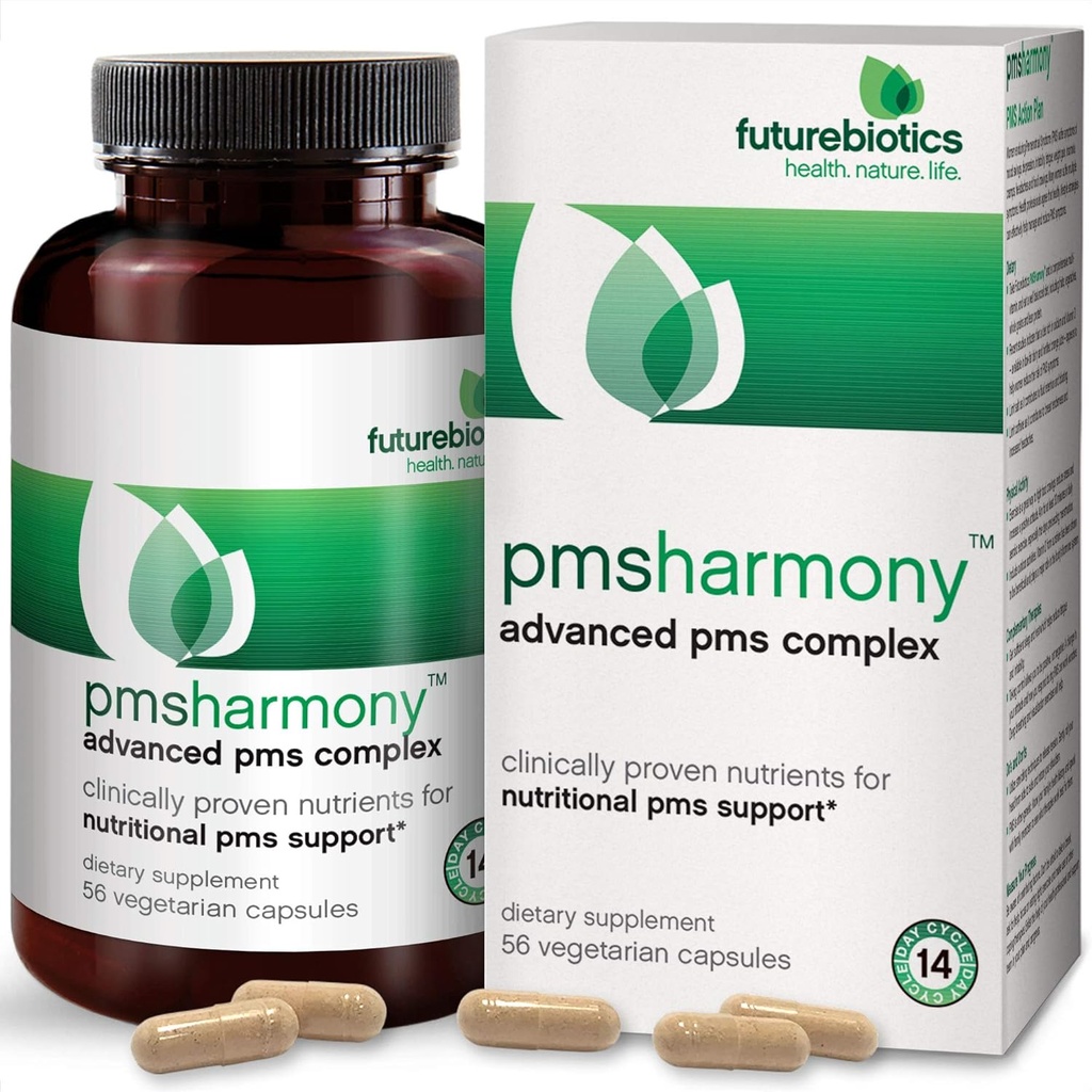 Futurebiotika PMSHarmony, PMS & Hormone Support 56 Vegetariske Kapsler