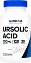 Nutricost Ursolsyre 300mg, 120 Kapsler - Vegetarisk, Ikke GMO, Gluten Free, Soy Free