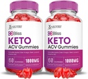 Justified Laboratories (2 Pack Bliss Keto ACV Gummies Advanced Formel 1000MG Bliss Keto Gummies Apple Cider Vinegar Boost Formuleret med Pomegranate Beet Juice Powder B12 Vegan Non GMO 120 Gummys
