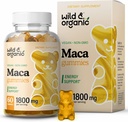 Wild & Organic Maca Root Gummies 1800 mg - Gul, rød, sort Maca Powder Chews for Total og Mood Support - Peruvian Supplement for mænd og kvinder - 60 Vegansk, non-GMO Gummies