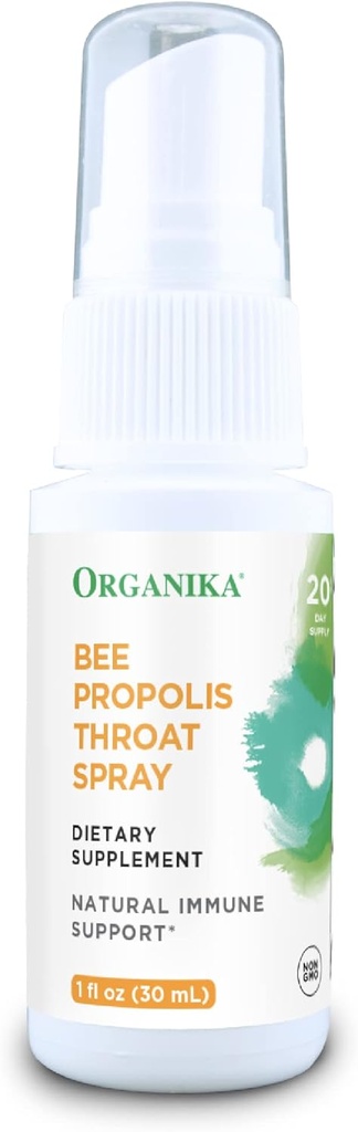 Organika Bee Propolis Throat Spray - Naturlig immunforsvar og Sore Throat Relief - Gluten Free, Antioxidant Supplement - Alkohol Free Liquid, 1 oz