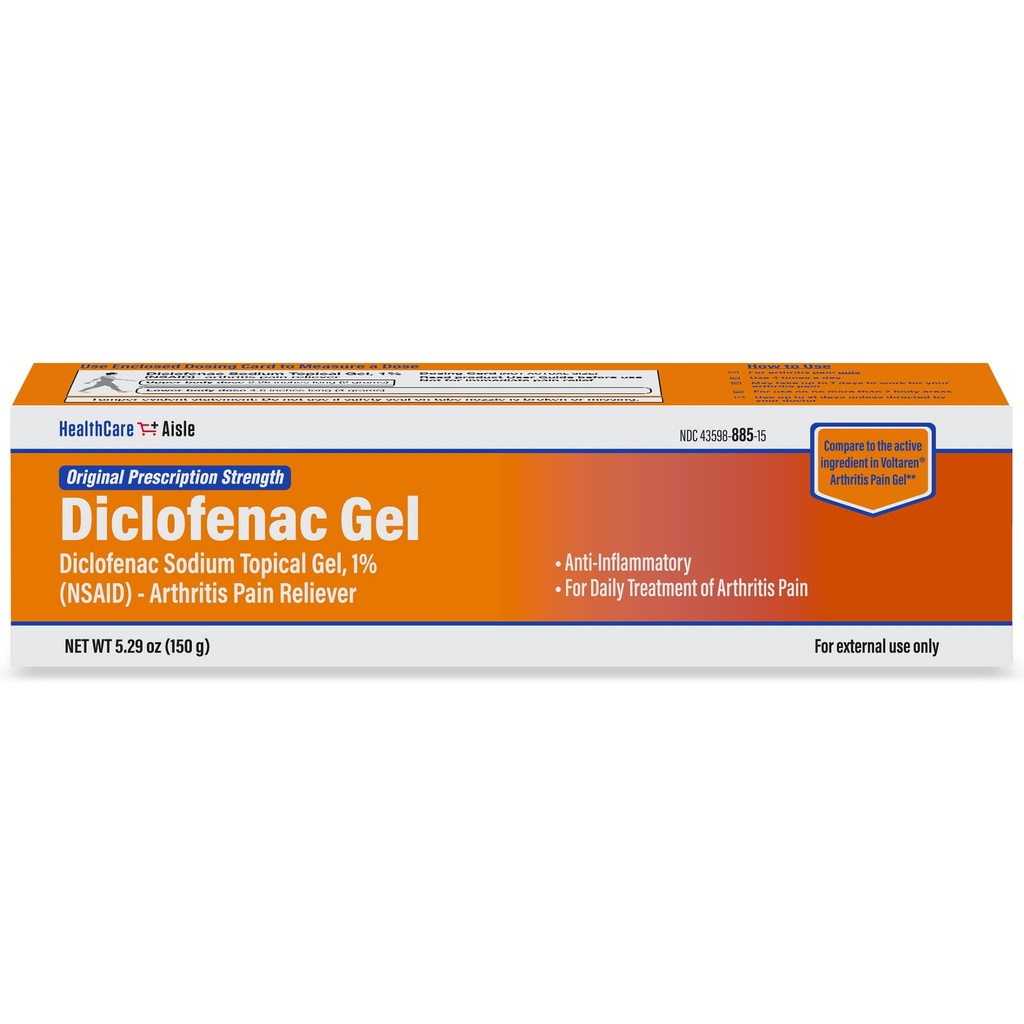 HealthCareAisle Diclofenac Gel, 1%, Gigt Smerte Relief - 150 g tube - Original receptpligtig styrke (NSAID)