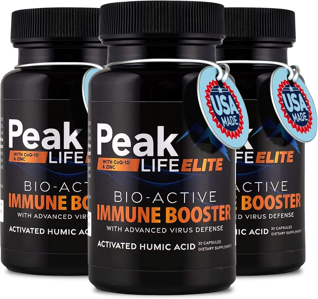 Immunity Boost Support - 3-in-1 Vitamin Supplement with Humic Acid Ionic Trace Minerals, CoQ10, Zinc - Daily Nutrition for Advanced Performance and Vital Body Balance (3 Pack)
