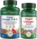 Renhed produkter Bundle - Vegan Omega 3-6-9 + Vegan Collagen Builder Omega 3-6-9 ("5 i 1" Plant- baseret Omega Essential Fede Acid) - Vegan Collagen Builder (w / Key Plant- baserede ingredienser & mere)