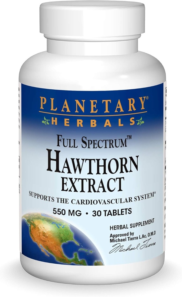 Planetariske Herbals Fuld Spectrum Hawthorn Extract Tablets, 30 Greve