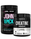 Jacked Factory X John Wick - Wick Mode Pre Workout Powder (Baba Yaga Blue Raz, 40 Servere) & Creatin monohydrat Powder (Unflavored, 30 Servere)