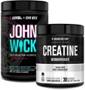 Jacked Factory X John Wick - Wick Mode Pre Workout Powder (Baba Yaga Blue Raz, 40 Servings) & Creatine Monohydrate Powder (Unflavored, 30 Servings)