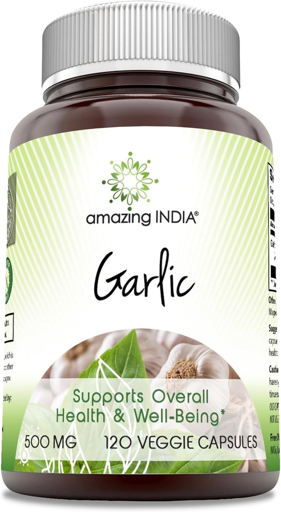 Amazing India Hvidløg 500 mg 120 Veggie kapsler Supplement 124; Non- gmo