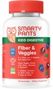 SmartyPants Kids Fiber & Veggies: Prebiotic Fiber Gummies for Kids, Fiber Supplement med Inulin, Organic Green Veggie Blend, Vegan, Gluten Free, Blandet Berry Flavor, 60 Greve (30 dages levering)