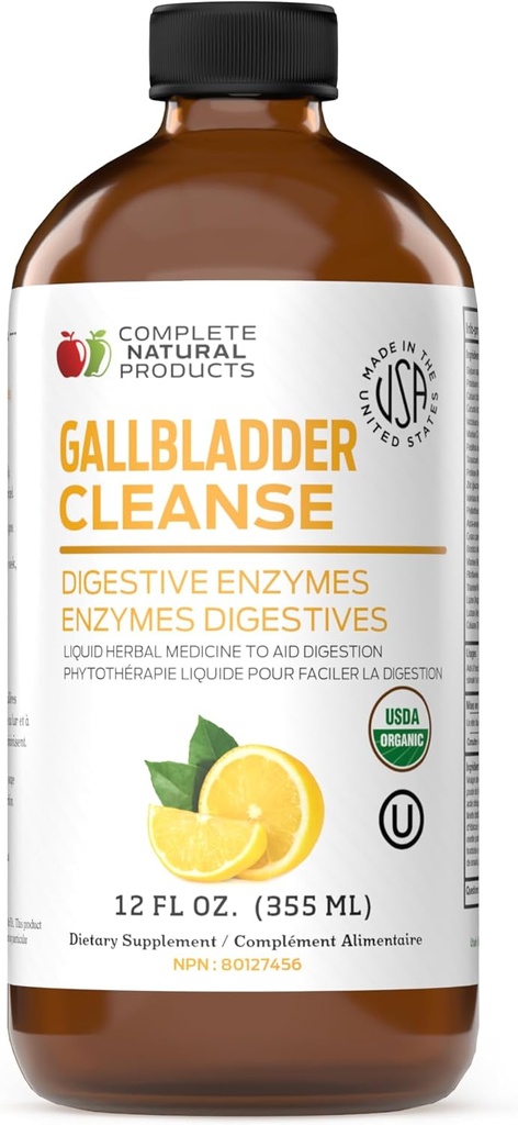Komplet Natural Gallblære Complete - Liquid Supplement til Gallblære Support, Lever Rense, og fordøjelsessygdomme med Apple Cider Vinciale, gurkemeje, Beet, fordøjelsessygdomme, mælk tidsel - 12oz