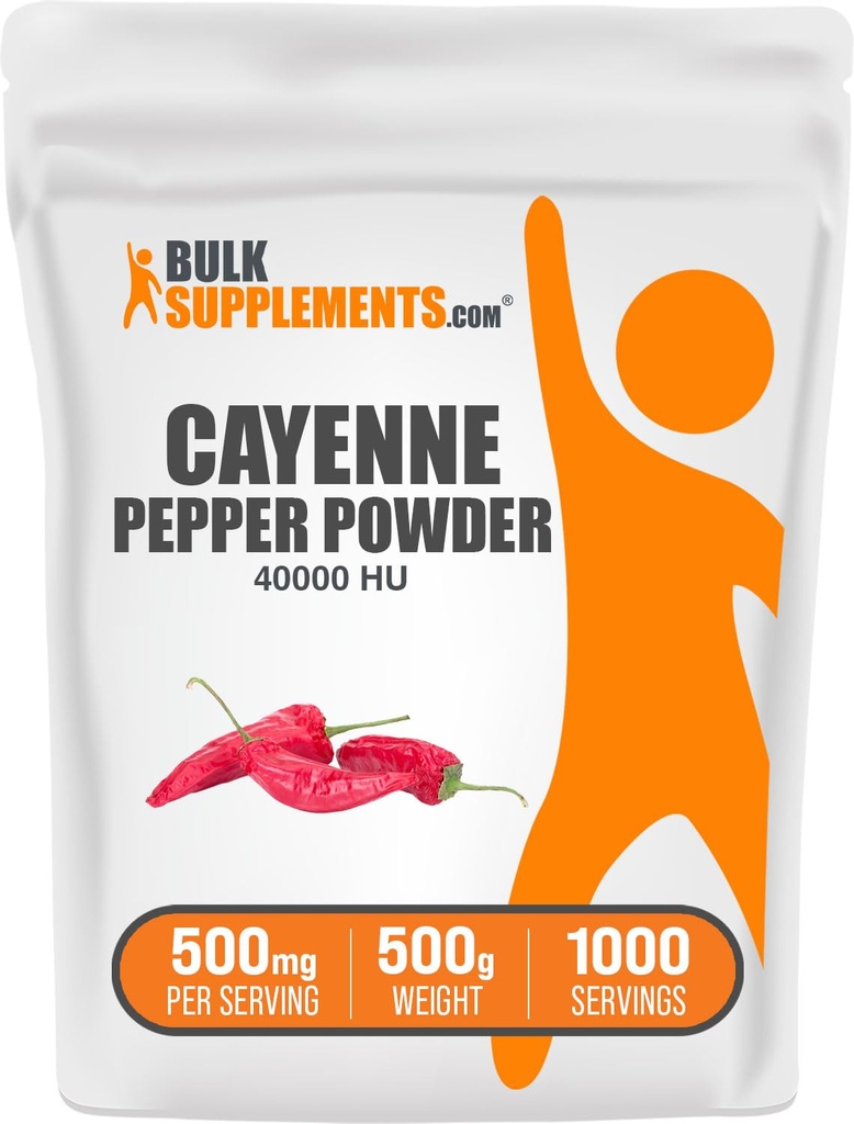 Bulkaddiments.com Cayenne Pepper 40000 HU Powder - Capsaicin Kosttilskud, Cayenne Pepper Powder - Vegan & Gluten Free, 500mg per Serving, 500g (1.1 lbs) (Pack of 1)