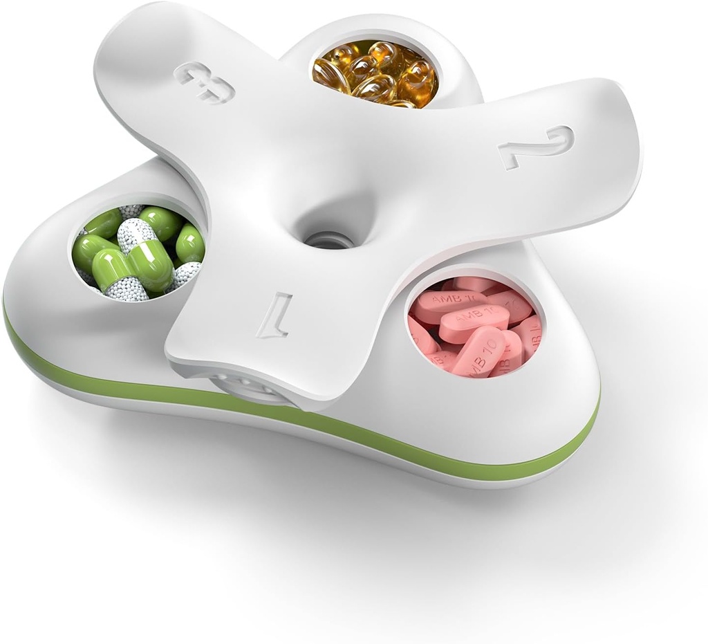 Daily Pill Box Organizer 3 Times a Day, Travel Small Pill Case, 3 Compartments Compact Pill Container, Portable Pill Holder for Vitamin, Medicine, Supplement, Fish Oil, White