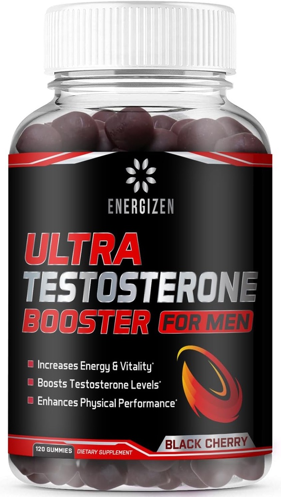 8in1 Testosteron Booster for mænd med Tongkat Ali, Feugreek, Ashwagandha og Magnesium - Forbedre Libido & Hormonal Balance, Ikke GMO Lavet i USA, Black Cherry, 120 Grev Gummies for Mænd