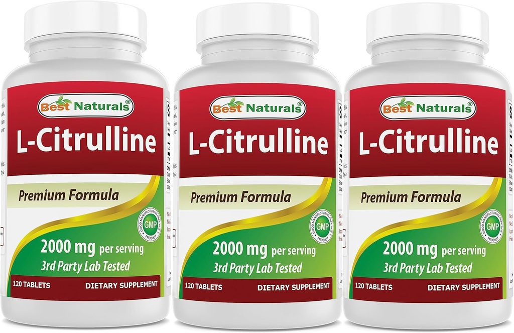 Bedste Naturals L- Citrullin 2000mg / Servering - Non- GMO - Gluten Free - 120 tabletter (120 greve (pakke med 3))