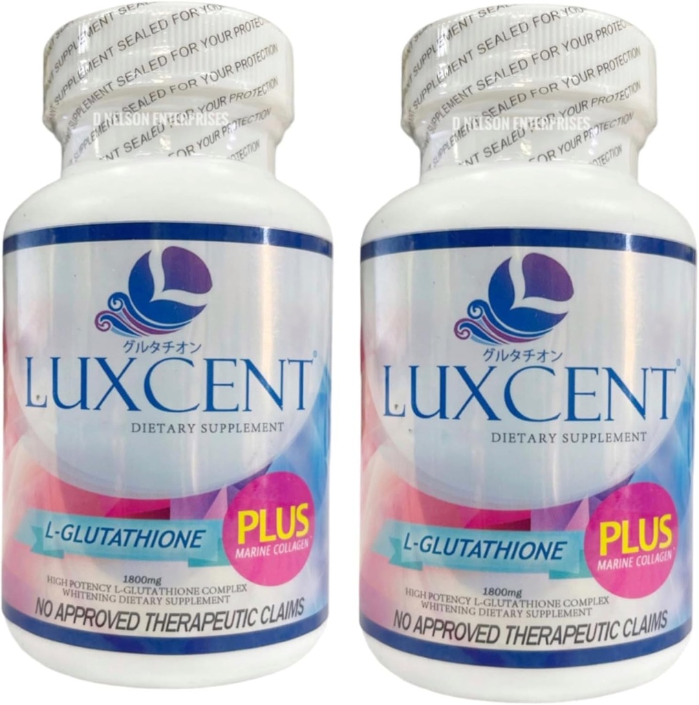 Generic 2 Bottles Luxcent Glutathione Plus Capsules 1800mg, 60 Count
