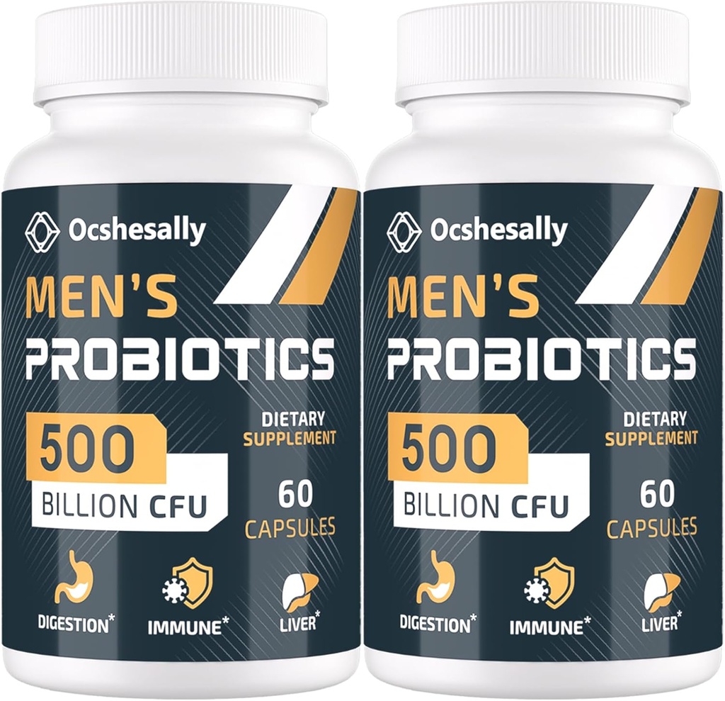 Probiotika til mænd, 500 Millioner CFU 'er & 12 Sprains Herre probiotika, med gurkemeje, Cranberry, Goji - Probiotika til fordøjelsessygdomme, Gut, Immun & Bloating, Prostate & Urinary Tract Health, 120 Capsule