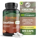 EarthNutri Creatinine monohydrat kapsler - Mikroniseret for bedre absorption - understøtter muskel styrke, styrke & inddrivelse - 105 kapsler (5000mg per Serving, 7 kapsler)