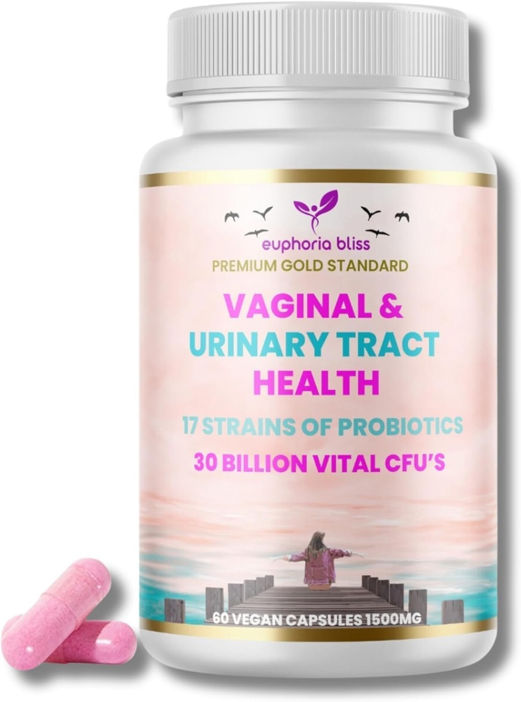 Vaginal Probiotika for kvinder pH Balance, Prebiotika & Probiotiske Blend, Natural Vaginal Sundhed & Urinary Tract Supplement med kranbær, hvidløg & mere, For sund vaginal Flora & Odor, 60 Vegan Caps