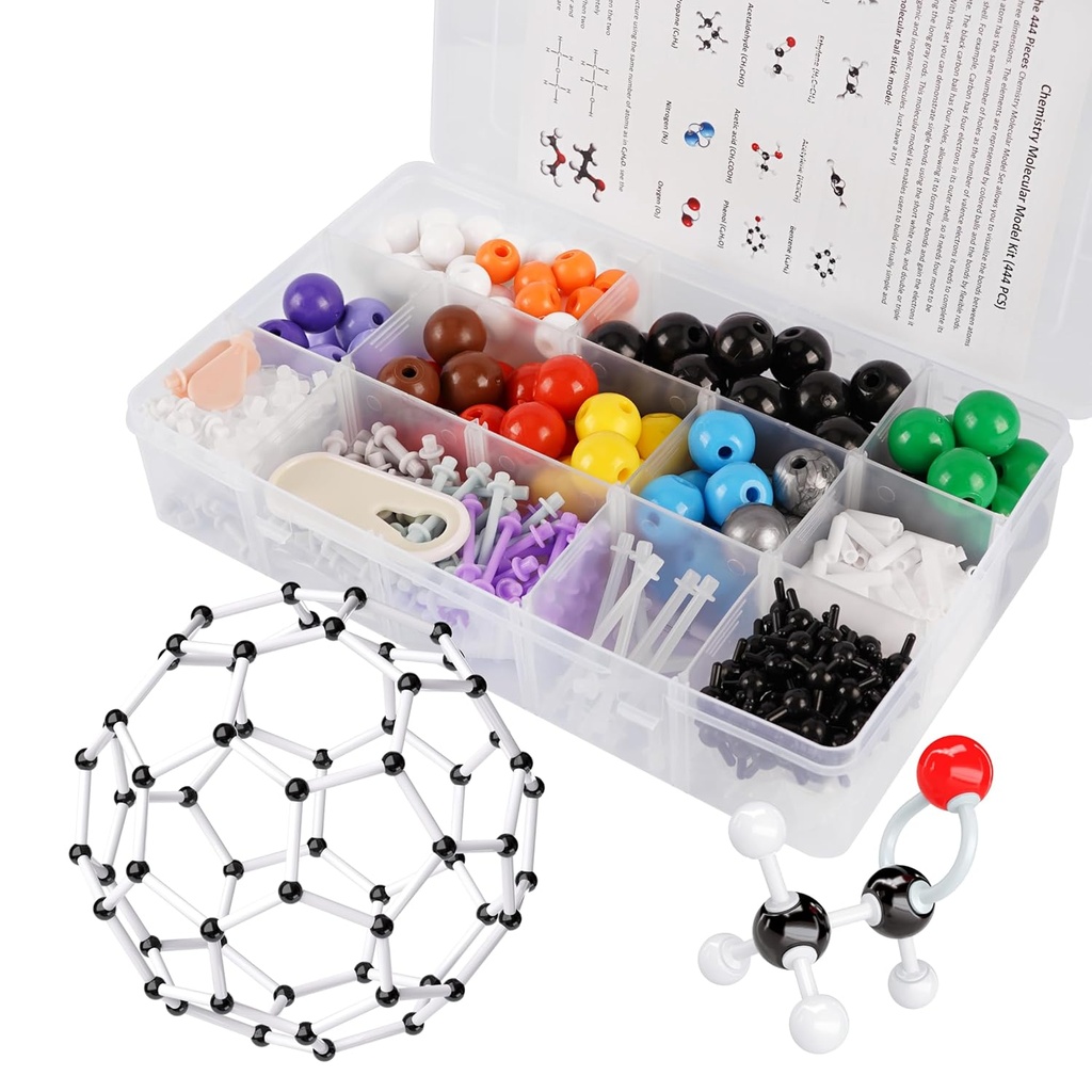 Molecular Model Kit, 444 Pcs Organic Molecular Chemistry Set, Atom Element Model Kit for Lektioner i kemi, Molecular Structures Building kit, Ochem Science Gift for lærere og studerende