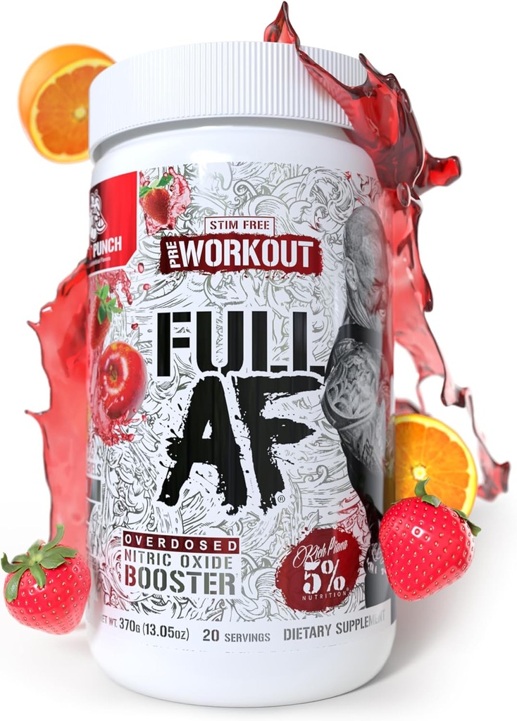 5% Nutrition FullAF Pre- Workout Mea124; Stim- Free with Massive Pumper Measures 124; L- Citrullin, L- Taurine, Nitrosigine, GlycerSize (Fruit Punch)