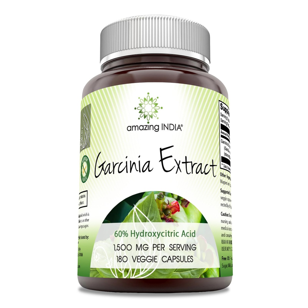 Amazing India Garcinia Extract Supplement: 124; 1500 Mg pr Servering: 124; 180 Veggie Kapsler: 124; Non- GMO: 124; Gluten Free; 124; Fremstillet i USA