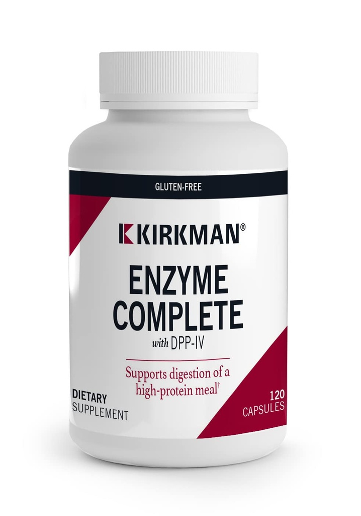Kirkman - Enzyme Complete / DPP- IV - 120 Kapsler - Potent fordøjelsesstøtte - Broad Spectrum fordøjelsesenzym - Hypoallergen