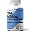 Ashwagandha 10000mg Tongkat Ali 40000mg tillæg med Multivitamin D3 K2 - Mænds Sundhed & Stress, Mood, Energy, Endurance Support - Ashwagandha Kapsler Tongkat Ali for Mænd USA - 60 Greve