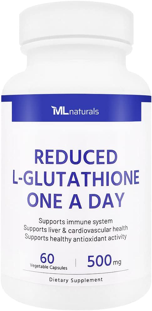 ML Naturals L-Glutathione 500mg per Capsule, 120 Vegetable Capsules- Immune Support, Antioxidant, and Detoxification, NSF-Certified & cGMP-Compliant.