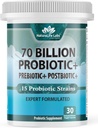 NaturaLife Labs Probiotika 70 Millioner CFU - 15 Strops med Organic Prebiotic & Postbiotic - 3-in-1 Formel - 30 Veganske kapsler