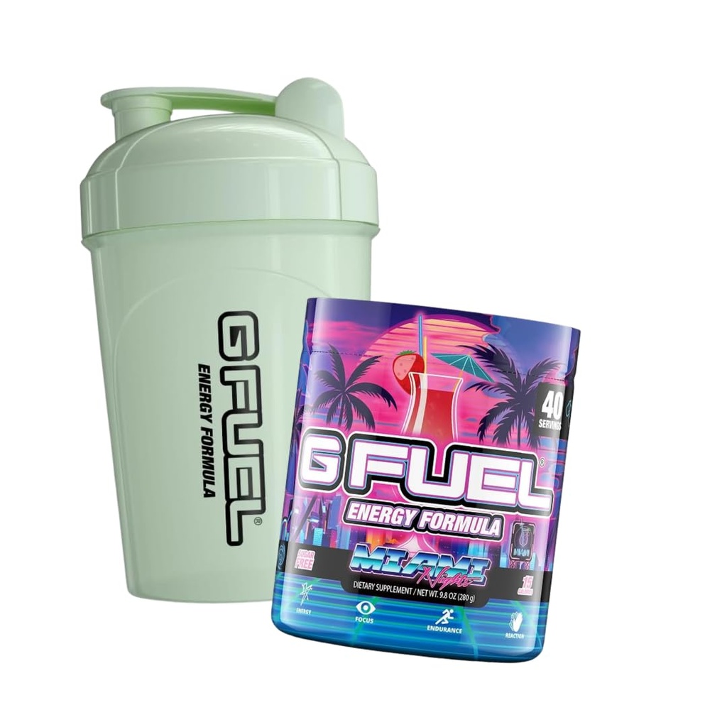 G Brændstof Miami Nights Strawberry Pina Colada Flavored Game + G Brændstof Glow- In- The- Dark Shaker Flaske