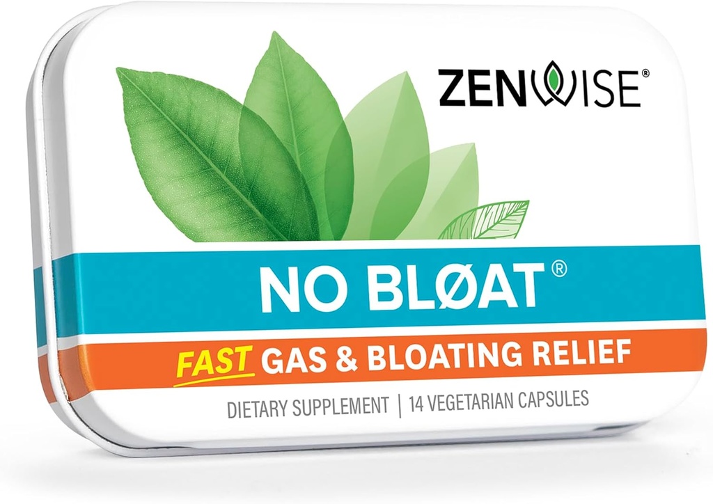 Zenvise Health No Bloat Probiotika for kvinder og mænd fordøjelsessygdomme med Ingefær, Mælkebøtte og Lactase, fordøjelsesenzymer til Gas og Bloating Relief - Vegansk vandretention piller - 14 CT