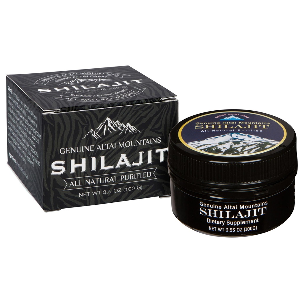Sayan Pure Shilajit Resin 3.5oz / 100g, 660 Servere - Potent Organic Fulvic Acid Supplement - Understøtter immunsystem, hukommelse, fokus og leverer naturlig energi, Detox - Vegan, Non- GMO