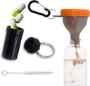 Protein tragt sæt rejse Protein pulver beholdere med 1 Carabiner 1 Børst og 1 Mini Pocket Pill Box Forstærket til at forhindre spild Gym Pre- workout supplement Orange Powder tragte