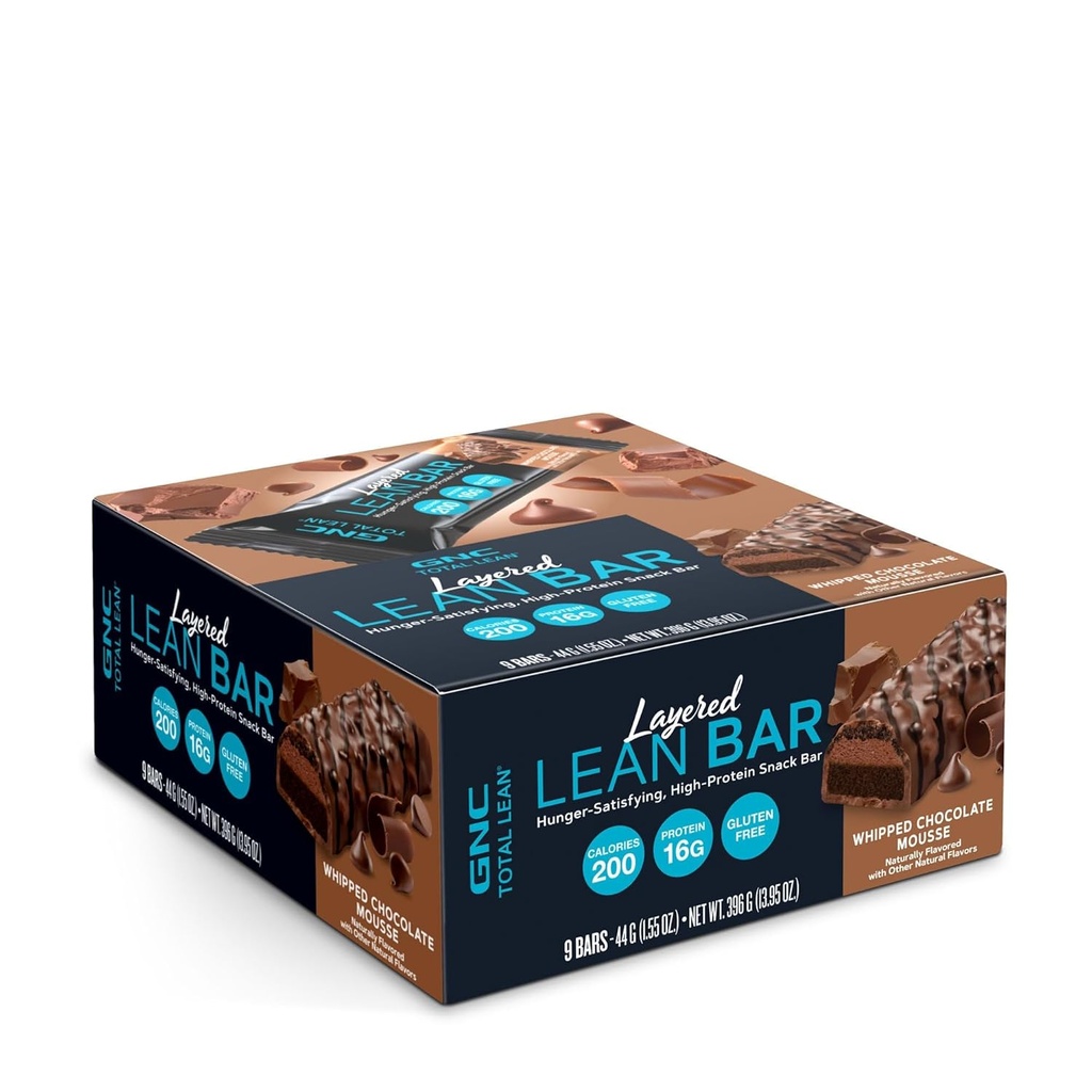 GNC i alt Lean Layered Lean Bar Note 124; Hunger Tilfredsstillende - High Protein Snack Bar Note 124; Whipped Chocolate Mousse - 9 Barer