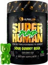 LEONA LION Superhuman Pump Pre Workout Powder, Nootrop Coffein & Stim Gratis Preworkout Supplement, Nitroc Oxide Booster, Muscle Gainer, Energy & Focus (42 Servere, Sour Gummy Bear)