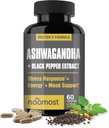 NooMost Organic Ashwagandha 400mg Capsules w / Black Pepper Extract som Vegan Ashwagandha Kosttilskud til Anti Stress Relief, Natural Mood Support, Energy & Focus-60 Kapsler