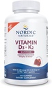Nordic Naturals Vitamin D3 + K2 Gummies, Pomegranat - 120 Gummies - 1000 IE D3 + 45 mcg K2- Great Taste - Knoglesundhed, fremmer sund muskelfunktion - non-GMO - 120 Servering