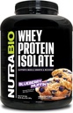 NutraBio 100% Whey Protein Isolate Protein Powder - 25g Protein med komplet Aminosyreprofil, non-GMO, soja og gluten fri, lav carb og lav kalorie Whey Protein Powder - Blueberry Muffin - 5 Lbs.