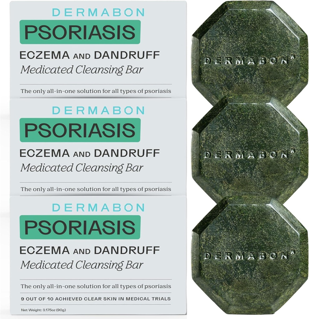 Dermabon 2% Coal Tar Psoriasis Body Wash & Eczema Bar Sæbe (3 Pack)
