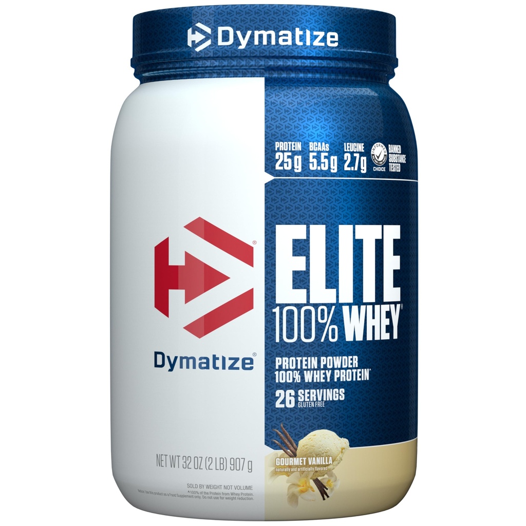 Dymatisere Elite 100% Whey Protein Powder, L- Leucin, Quick Absorbing & Fast Digesting for Optimal Muscle Recovery, Gourmet Vanilla, 32 Oz